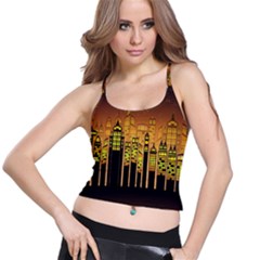 Buildings Skyscrapers City Spaghetti Strap Bra Top by Pakrebo