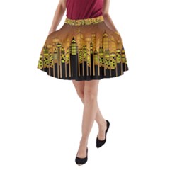 Buildings Skyscrapers City A-line Pocket Skirt by Pakrebo