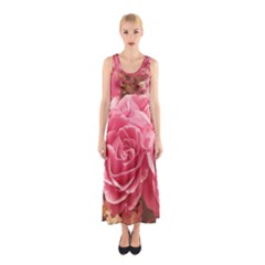 Roses Noble Roses Romantic Pink Sleeveless Maxi Dress by Pakrebo