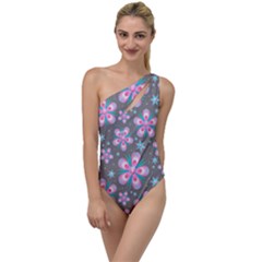 Seamless Pattern Flowers Pink To One Side Swimsuit by Pakrebo