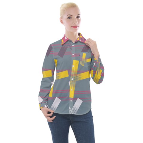 Background Abstract Non Seamless Women s Long Sleeve Pocket Shirt by Pakrebo