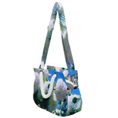 Blue Snowball Branch Rope Handles Shoulder Strap Bag by okhismakingart