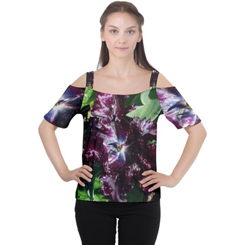 Galaxy Tulip Cutout Shoulder Tee by okhismakingart