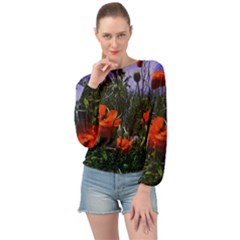 Poppy Field Banded Bottom Chiffon Top