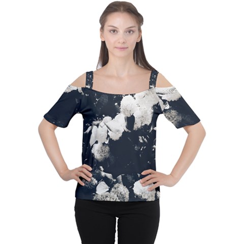 High Contrast Black And White Snowballs Ii Cutout Shoulder Tee by okhismakingart