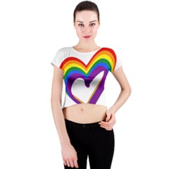 Rainbow Heart Colorful Lgbt Rainbow Flag Colors Gay Pride Support Crew Neck Crop Top by yoursparklingshop