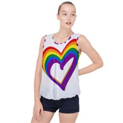 Rainbow Heart Colorful Lgbt Rainbow Flag Colors Gay Pride Support Bubble Hem Chiffon Tank Top by yoursparklingshop