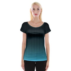 Sharp - Turquoise Halftone Cap Sleeve Top by WensdaiAmbrose