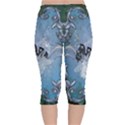 Surfboard With Dolphin Velvet Capri Leggings  View2