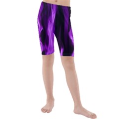 Smoke Flame Abstract Purple Kids  Mid Length Swim Shorts by Pakrebo
