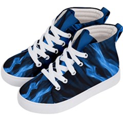 Smoke Flame Abstract Blue Kids  Hi-top Skate Sneakers by Pakrebo