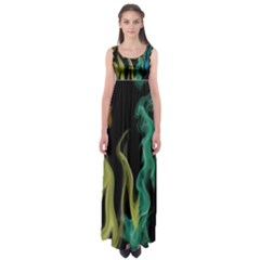 Smoke Rainbow Colors Colorful Fire Empire Waist Maxi Dress by Pakrebo