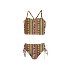 Traditional Africa Border Wallpaper Pattern Colored 4 Girls  Tankini Swimsuit by EDDArt