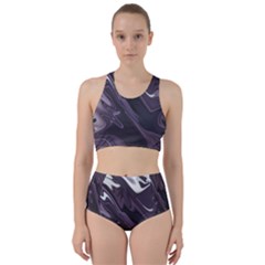 Purple Marble Digital Abstract Racer Back Bikini Set by Pakrebo