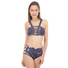 Purple Marble Digital Abstract Cage Up Bikini Set by Pakrebo