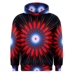 Red White Blue Burst Fractal Men s Overhead Hoodie by Pakrebo