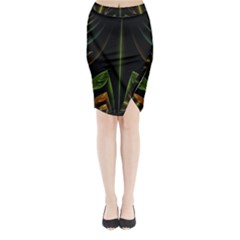 Fractal Texture Pattern Flame Midi Wrap Pencil Skirt