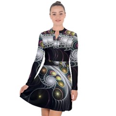 Fractal Bulbs Fantasy Curve Long Sleeve Panel Dress by Pakrebo