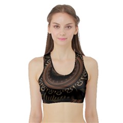 Fractal Stripes Abstract Pattern Sports Bra With Border