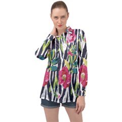 Seamless Flower Patterns Vector 01 Long Sleeve Satin Shirt