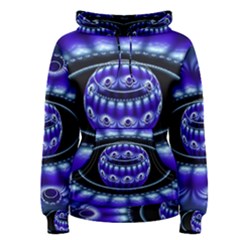 Fractal Blue Sphere 3d Pattern Women s Pullover Hoodie by Pakrebo