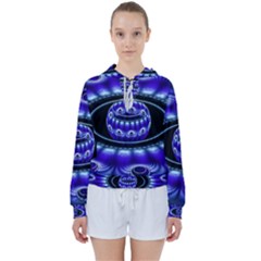 Fractal Blue Sphere 3d Pattern Women s Tie Up Sweat by Pakrebo