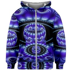 Fractal Blue Sphere 3d Pattern Kids  Zipper Hoodie Without Drawstring by Pakrebo