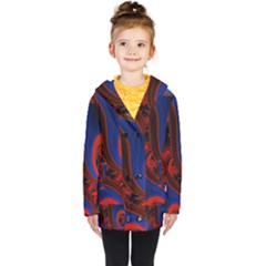 Fractal Abstract Pattern Circles Kids  Double Breasted Button Coat