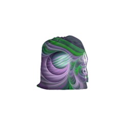 Purple Green Fractal Texture Drawstring Pouch (xs)