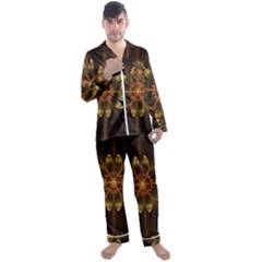 Fractal Floral Mandala Abstract Men s Satin Pajamas Long Pants Set