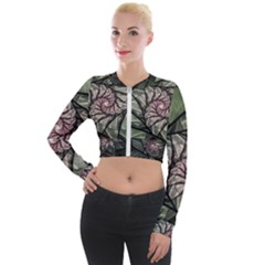 Fractal Flowers Floral Fractal Art Long Sleeve Cropped Velvet Jacket