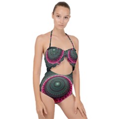 Fractal Circle Fantasy Texture Scallop Top Cut Out Swimsuit by Pakrebo