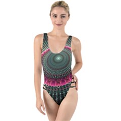 Fractal Circle Fantasy Texture High Leg Strappy Swimsuit by Pakrebo