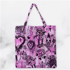 Pink Scene Kid Sketches Grocery Tote Bag by ArtistRoseanneJones