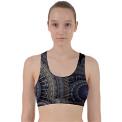 Fractal Spikes Gears Abstract Back Weave Sports Bra by Pakrebo