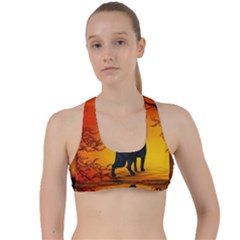 Wonderful Wolf In The Night Criss Cross Racerback Sports Bra by FantasyWorld7