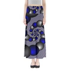 Balls Circles Fractal Silver Blue Full Length Maxi Skirt by Pakrebo