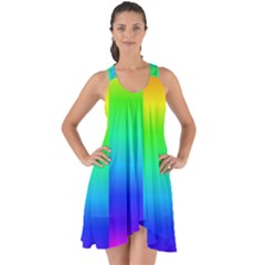 Rainbow Colour Bright Background Show Some Back Chiffon Dress by Pakrebo