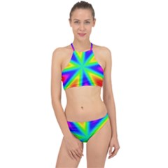 Rainbow Colour Bright Background Racer Front Bikini Set by Pakrebo