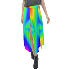 Rainbow Colour Bright Background Velour Split Maxi Skirt