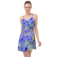 Abstract Blue Summer Time Chiffon Dress