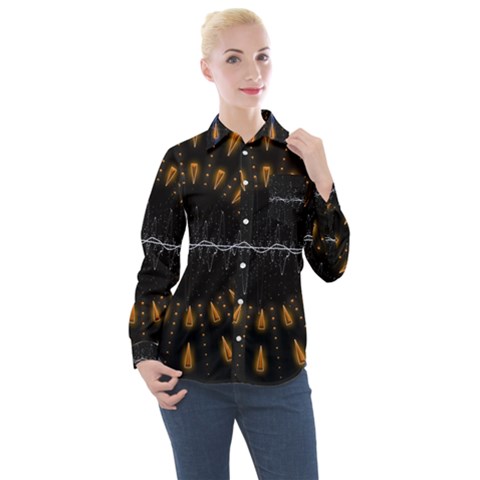 Background Pattern Bright Graphic Women s Long Sleeve Pocket Shirt by Pakrebo