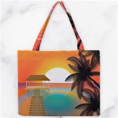 Sunset Beach Beach Palm Ocean Mini Tote Bag by Pakrebo