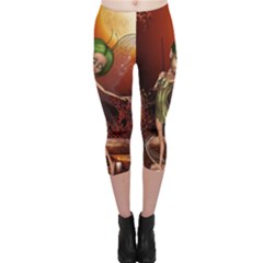 Little Fairy Dancing In The Night Capri Leggings  by FantasyWorld7