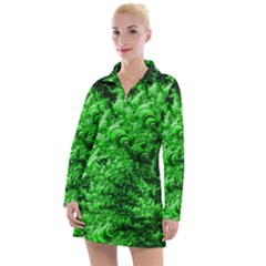 Green Abstract Fractal Background Women s Long Sleeve Casual Dress