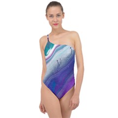 Color Acrylic Paint Art Painting Classic One Shoulder Swimsuit by Pakrebo