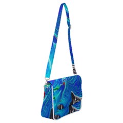 Paint Acrylic Paint Art Colorful Blue Shoulder Bag With Back Zipper