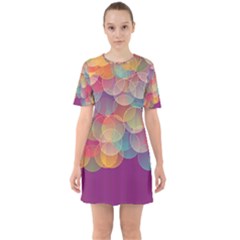 Background Circles Abstract Sixties Short Sleeve Mini Dress by Pakrebo