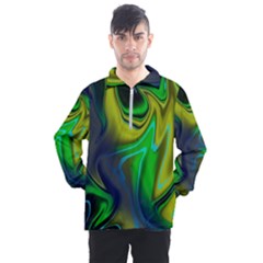 Green Blue Yellow Swirl Men s Half Zip Pullover by bloomingvinedesign