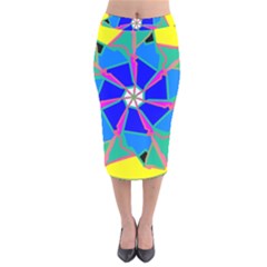 Mandala Wheel Pattern Ornament Velvet Midi Pencil Skirt